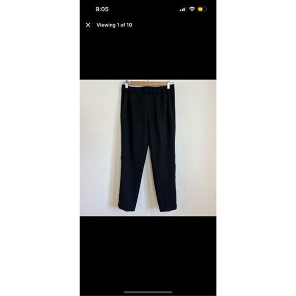 Aritzia Babaton Cohen Black Dress Pants Pleated Trousers Pockets Elastic Waist 2 - Picture 2 of 11